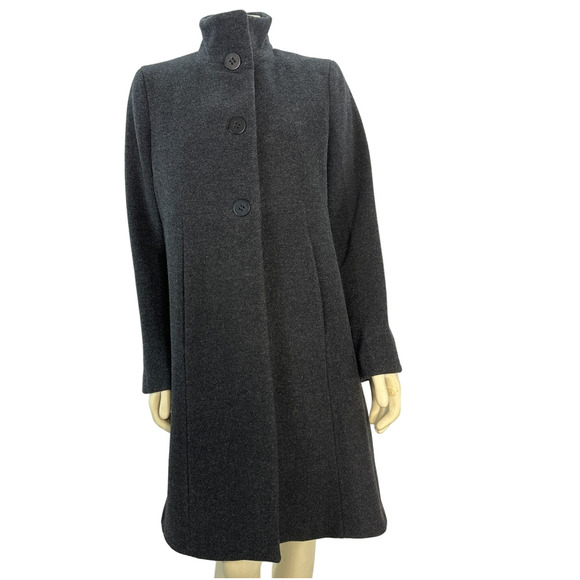 Calvin Klein Stand collar wool pea coat Charcoal color size 10 - Picture 1 of 14